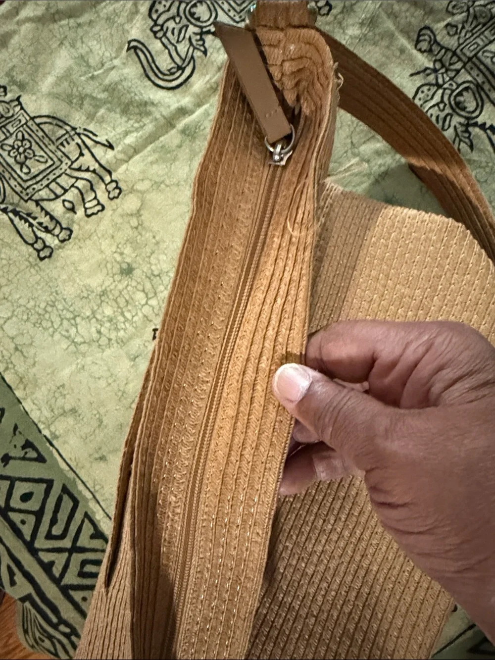 Neutral Woven Crossbody Bag - Taupe